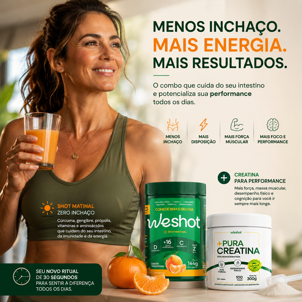 COMBO SHOT MATINAL ZERO INCHAÇO + CREATINA PARA PERFORMANCE