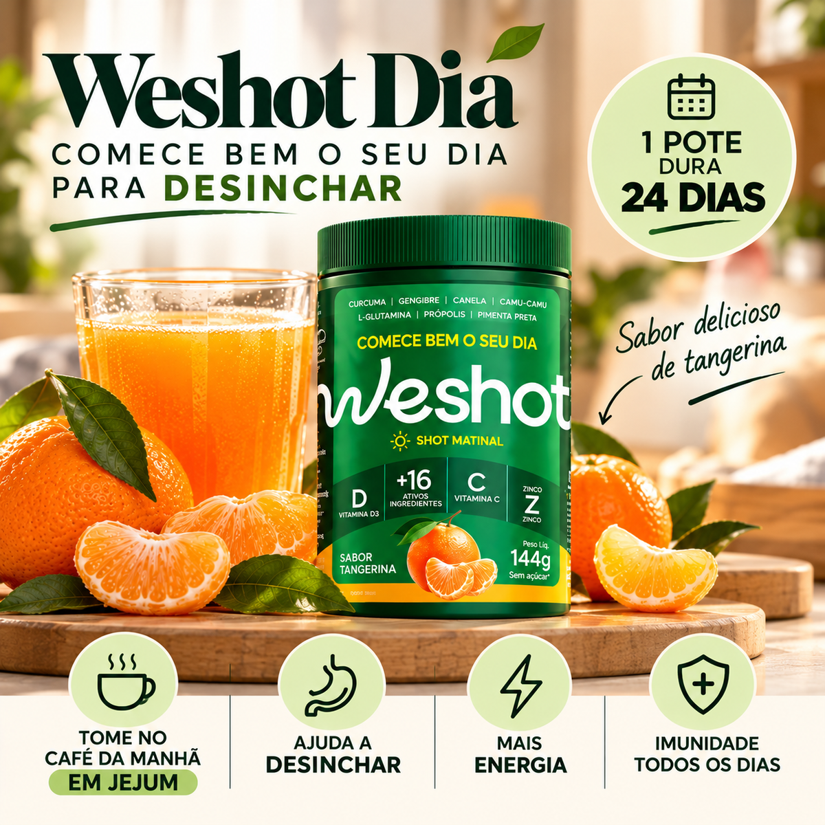 SHOT MATINAL PARA INCHAÇO E IMUNIDADE