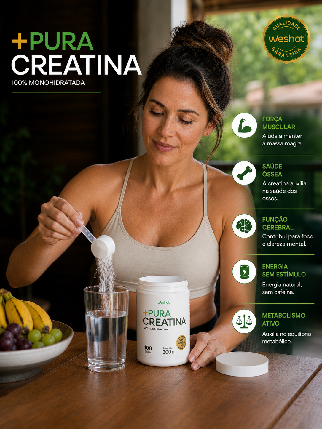 CREATINA + PURA WESHOT 3g | Sem sabor com 100 doses