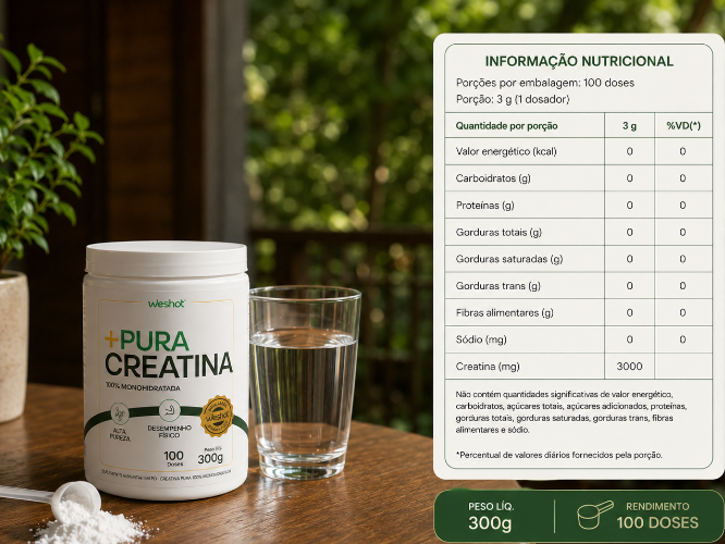 MEU PRIMEIRO HÁBITO DA MANHÃ - PROTOCOLO - 3 SHOTS MATINAIS COM NAC + 1 CREATINA MONOHIDRATADA 300G