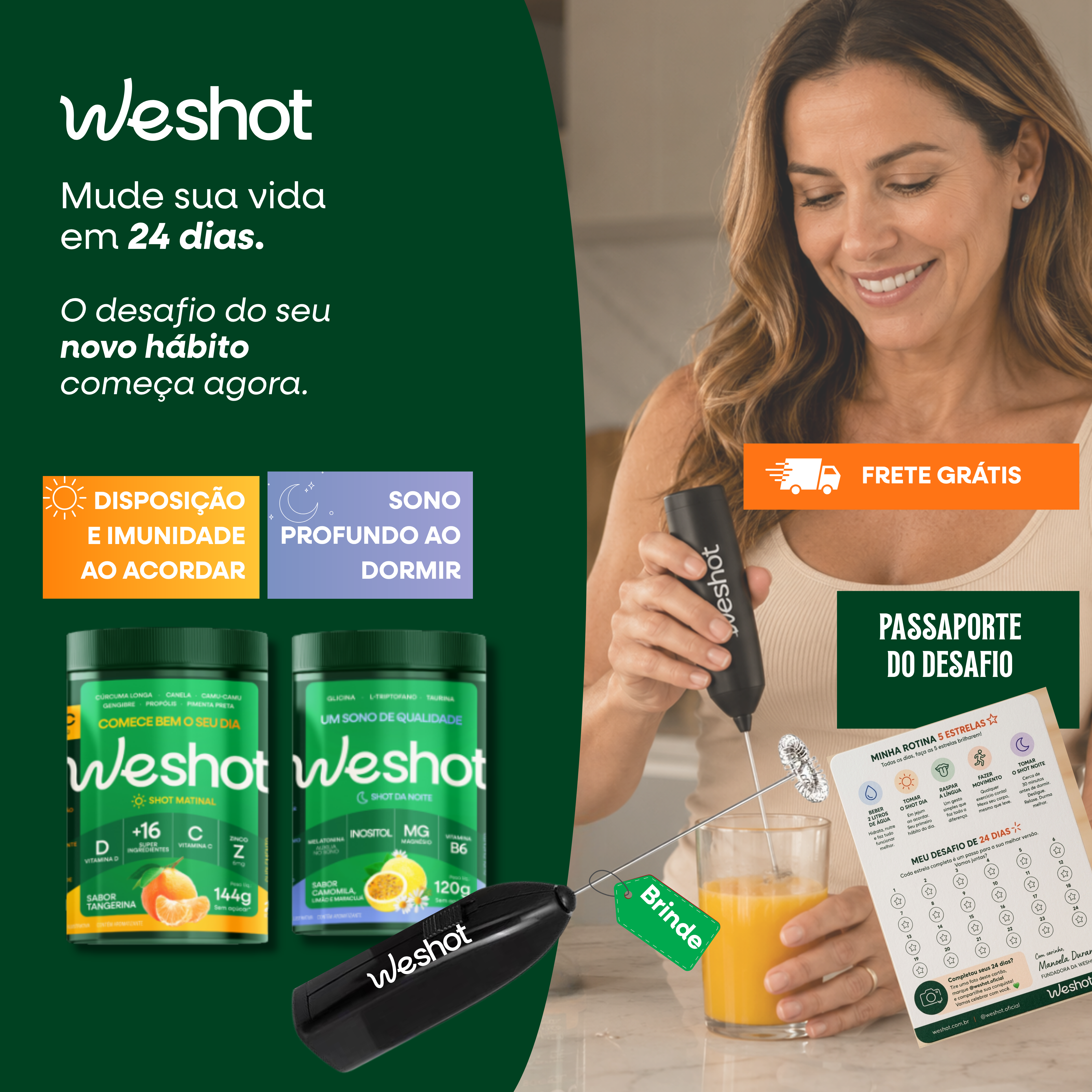 COMBO SHOT MATINAL PARA IMUNIDADE E  SHOT DO SONO PROFUNDO + MIXER BRINDE