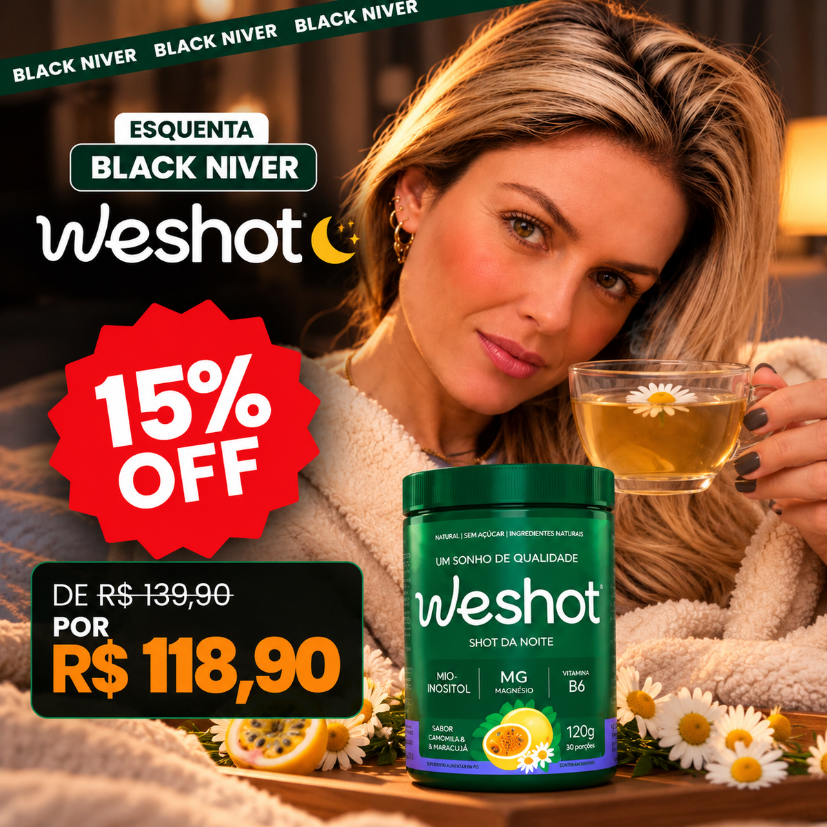 SHOT PARA SONO PROFUNDO COM MAGNÉSIO, INOSITOL E MELATONINA