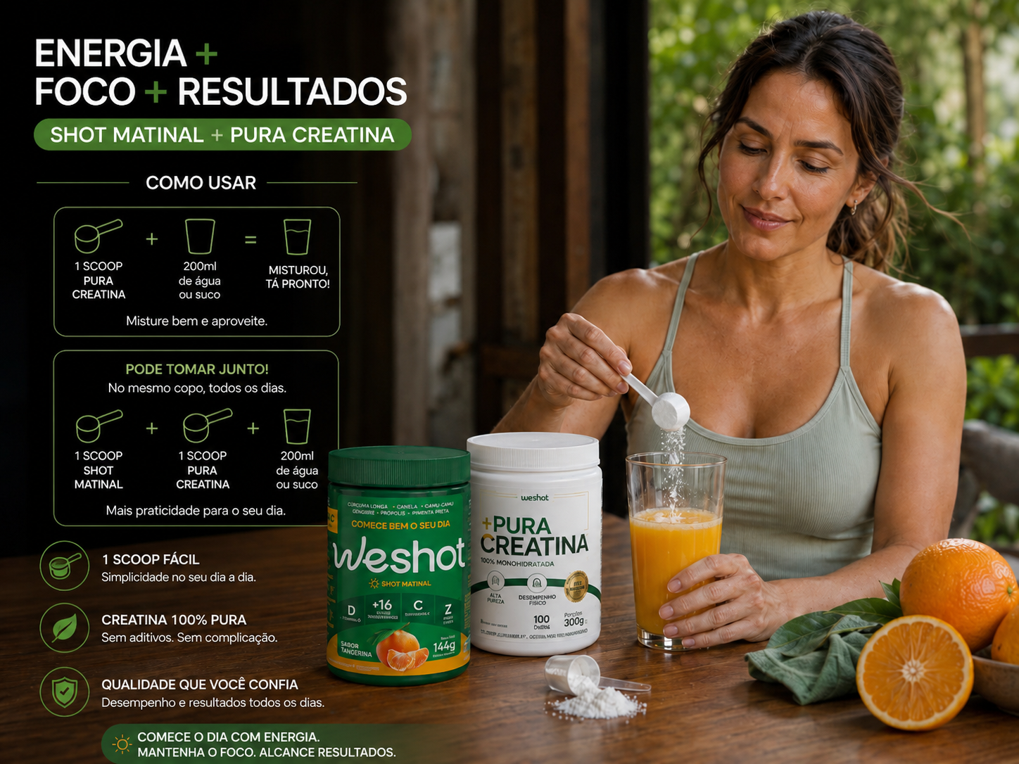 COMBO SHOT MATINAL  ZERO INCHAÇO + CREATINA PARA PERFORMANCE