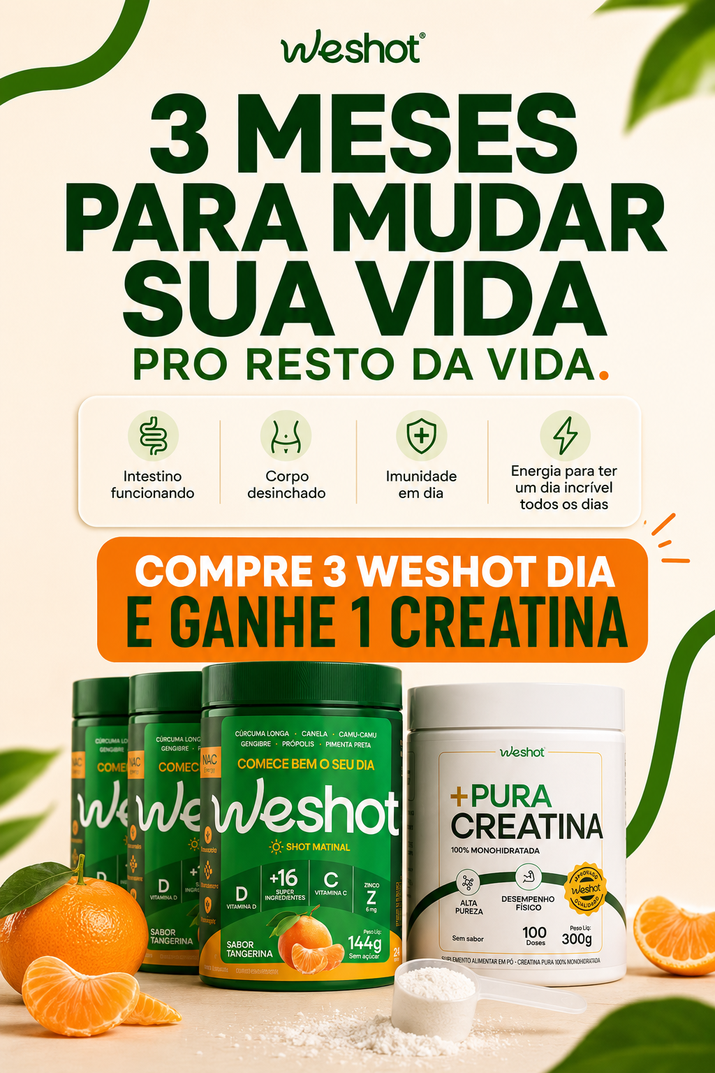 KIT 3X WESHOT MATINAL + CREATINA GRÁTIS