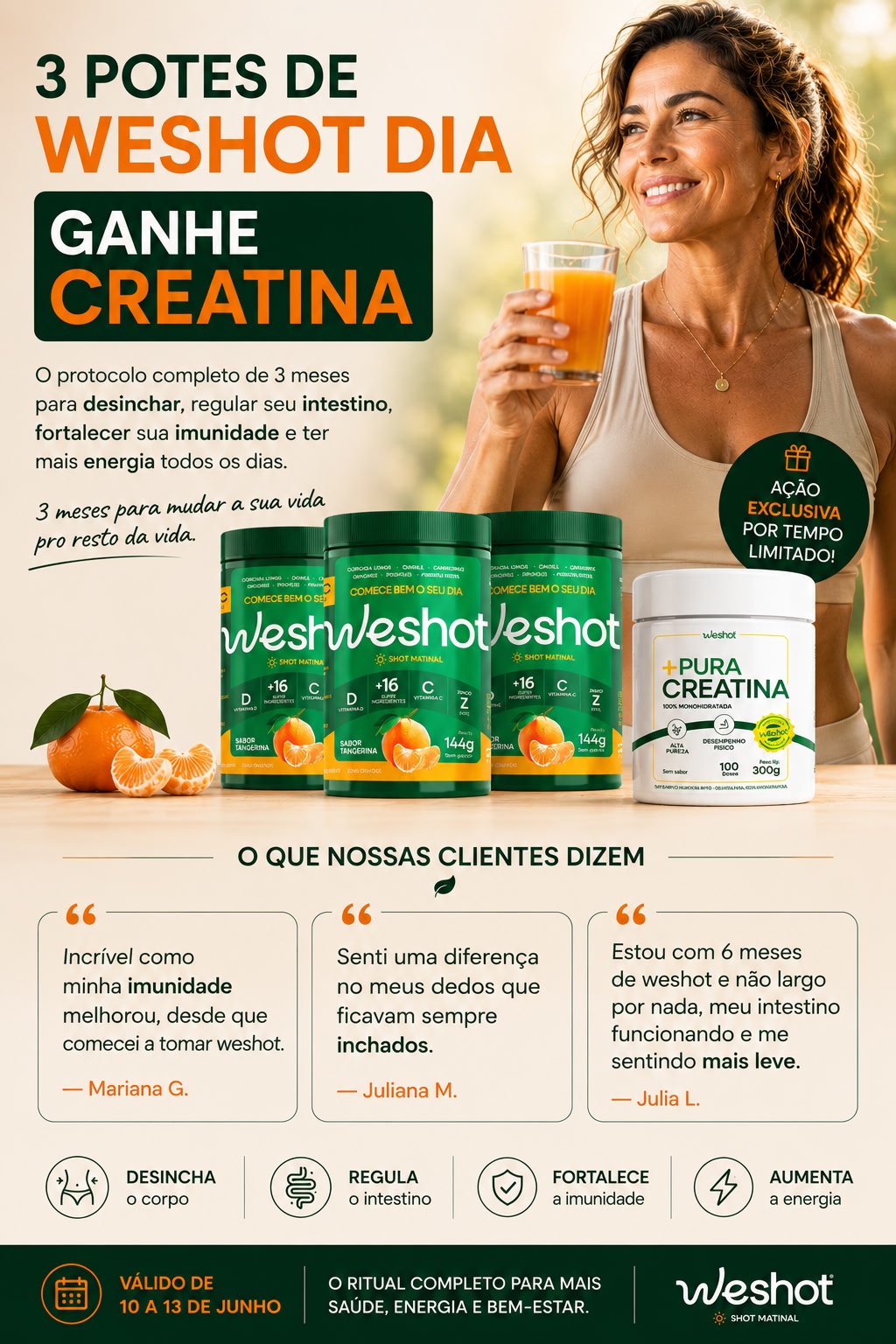 KIT 3X WESHOT MATINAL + CREATINA GRÁTIS
