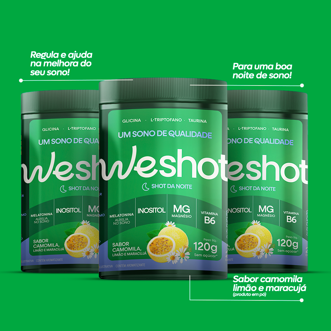 KIT 3X WESHOT NOTURNO SABOR CAMOMILA, LIMAO E MARACUJA 120G