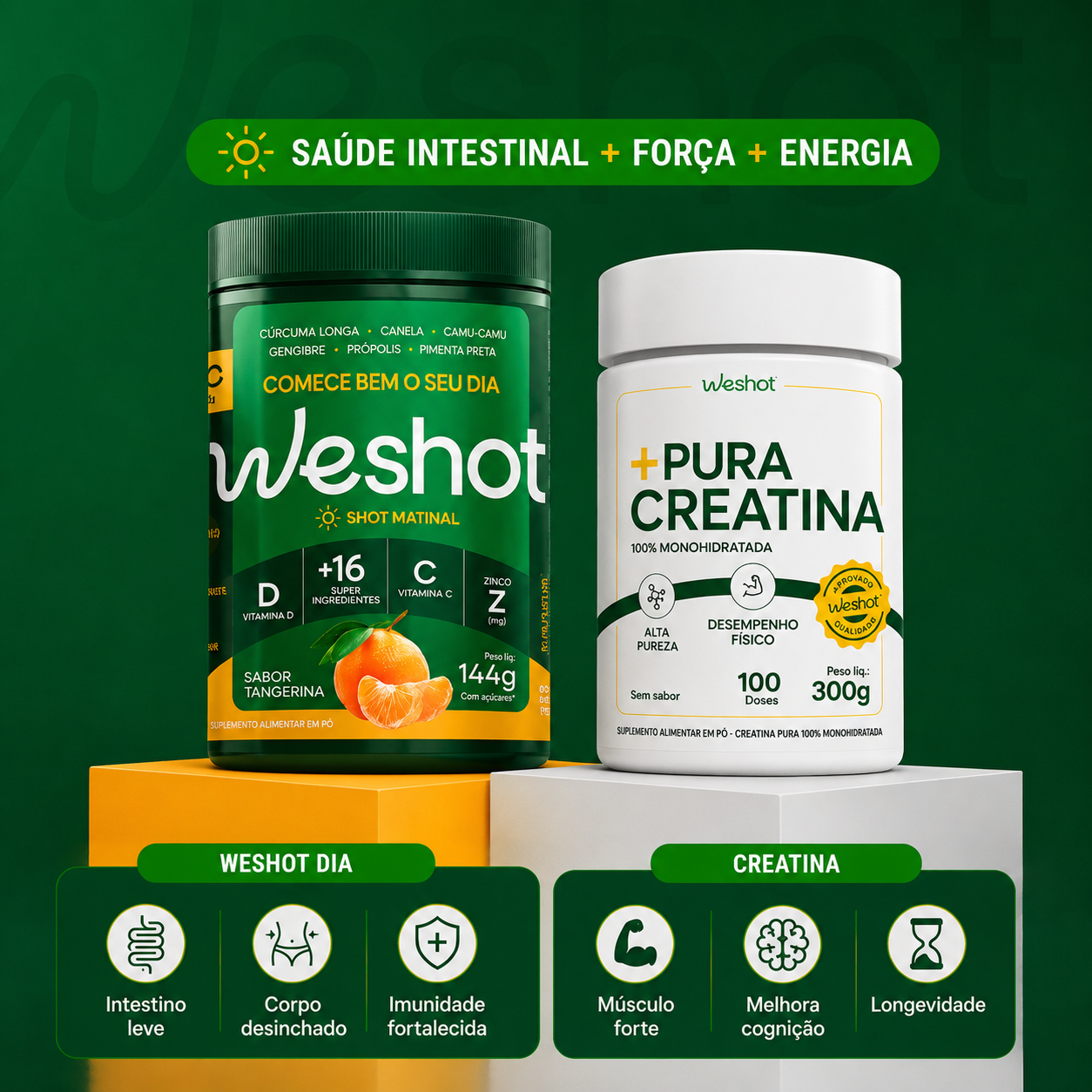 COMBO SHOT MATINAL  ZERO INCHAÇO + CREATINA PARA PERFORMANCE